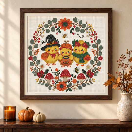 Halloween Chicks Cross Stitch Pattern PDF – Digital Embroidery Chart