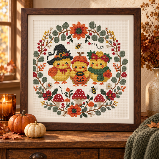 Halloween Chicks Cross Stitch Pattern PDF – Digital Embroidery Chart