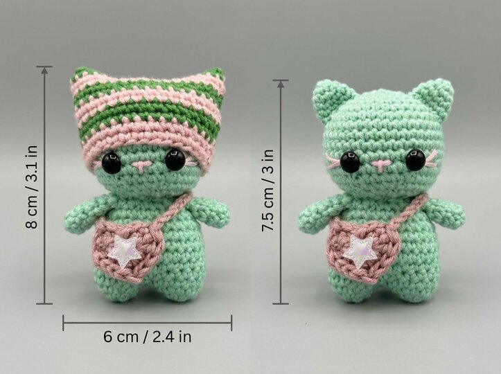 Crochet Pattern – Cat with Hat & Heart Bag