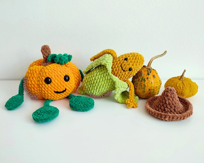 Mr Tendrils, the Pumpkin & Carlos, the Corn - Crochet Pattern Bundle