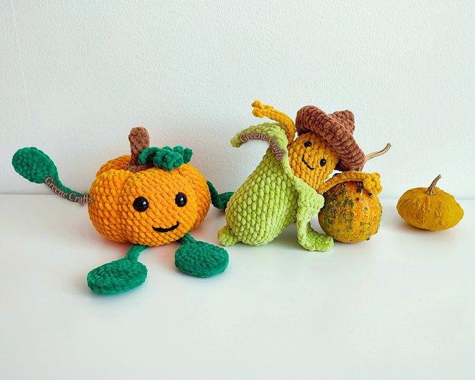 Mr Tendrils, the Pumpkin & Carlos, the Corn - Crochet Pattern Bundle