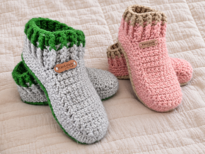 Crochet Slippers Pattern, Cozy Unisex House Shoes, PDF Download
