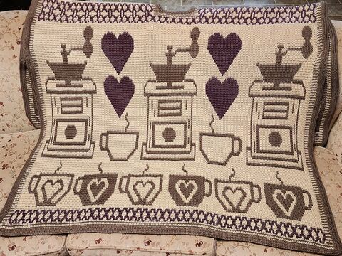 Comfy Coffee Blanket Wrap Overlay Mosaic Crochet Pattern