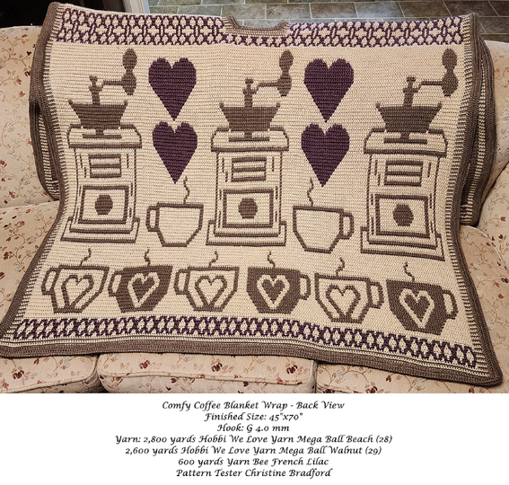 Comfy Coffee Blanket Wrap Overlay Mosaic Crochet Pattern
