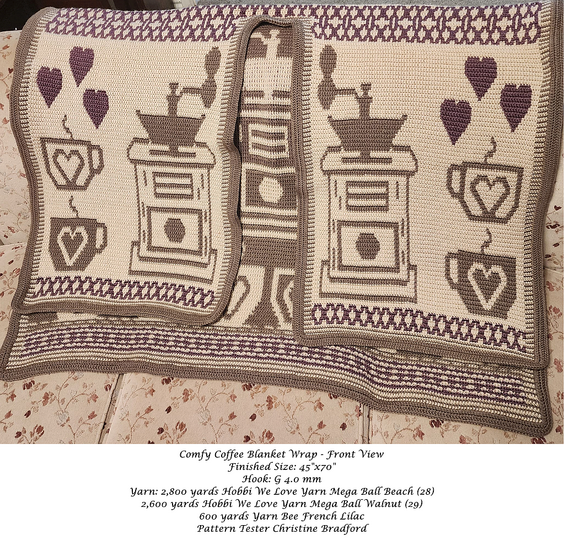 Comfy Coffee Blanket Wrap Overlay Mosaic Crochet Pattern