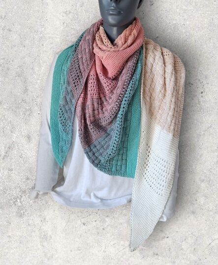 Strickanleitung asymmetrisches Schultertuch, Dreieckstuch    #390
