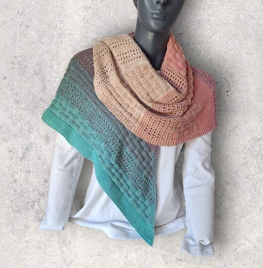 Strickanleitung asymmetrisches Schultertuch, Dreieckstuch    #390