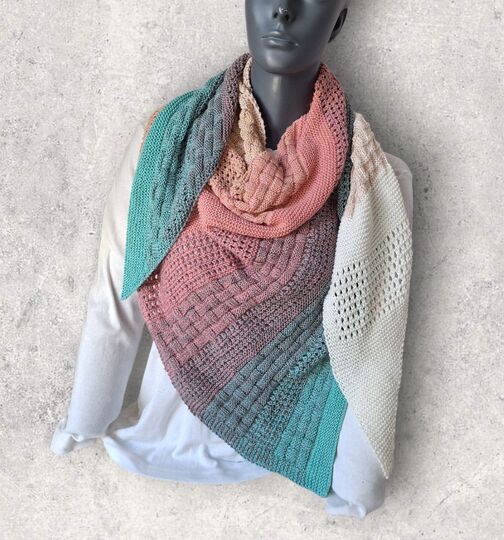 Strickanleitung asymmetrisches Schultertuch, Dreieckstuch    #390
