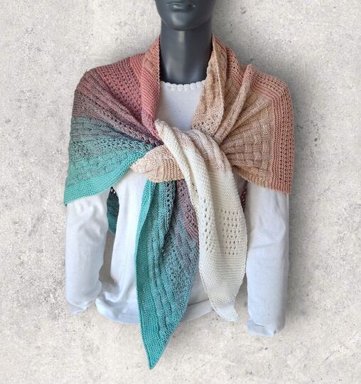 Strickanleitung asymmetrisches Schultertuch, Dreieckstuch    #390