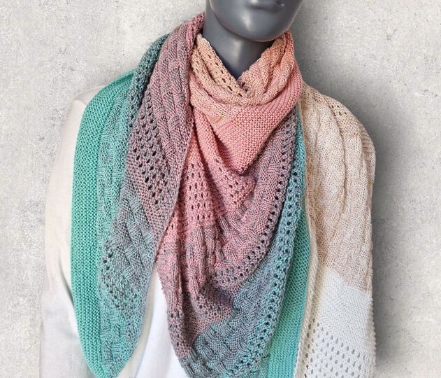 Strickanleitung asymmetrisches Schultertuch, Dreieckstuch    #390