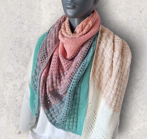Strickanleitung asymmetrisches Schultertuch, Dreieckstuch    #390