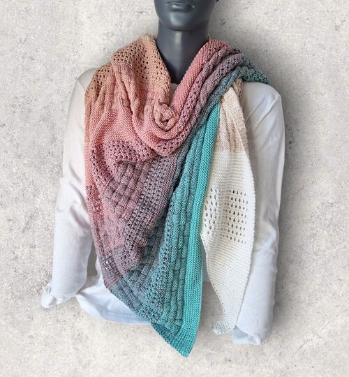 Strickanleitung asymmetrisches Schultertuch, Dreieckstuch    #390