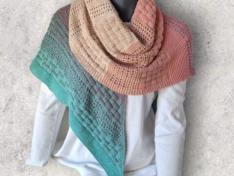 Strickanleitung asymmetrisches Schultertuch, Dreieckstuch    #390