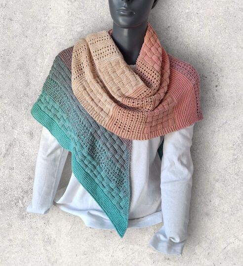 Strickanleitung asymmetrisches Schultertuch, Dreieckstuch    #390