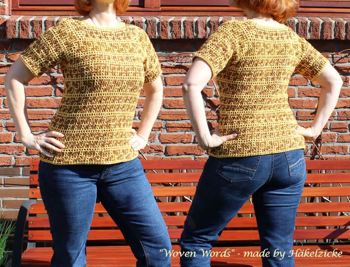 Häkelanleitung "Woven-Words" ein Pullover/Shirt  RVO in Interlocking
