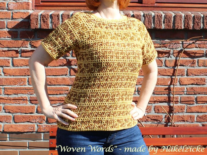 Häkelanleitung "Woven-Words" ein Pullover/Shirt  RVO in Interlocking
