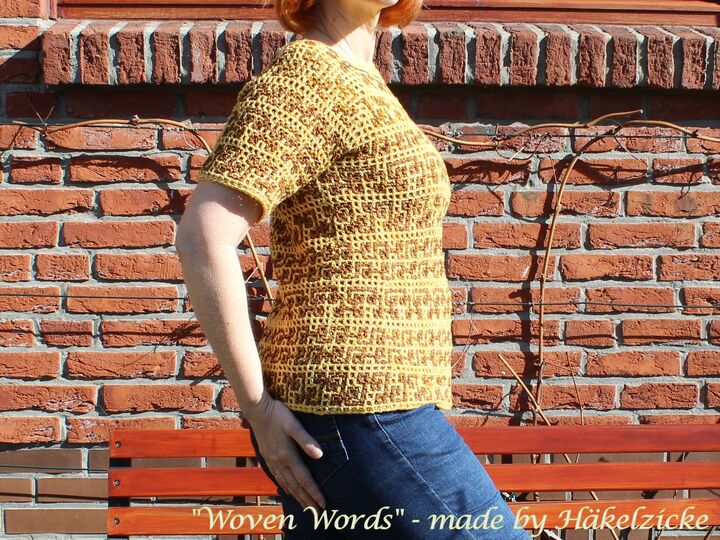 Häkelanleitung "Woven-Words" ein Pullover/Shirt  RVO in Interlocking