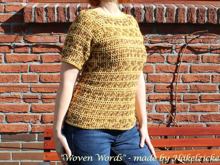 Häkelanleitung "Woven-Words" ein Pullover/Shirt  RVO in Interlocking