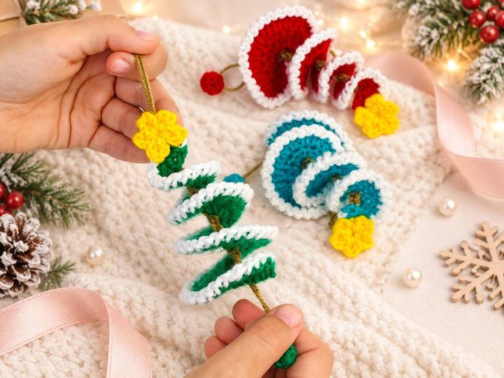Crochet Christmas Mini Tree  Pattern,  Easy Holiday Tree Keychain