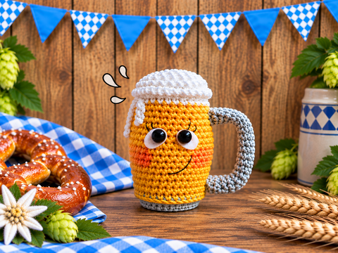 Häkelanleitung Amigurumi Bier  - PDF Datei deutsch