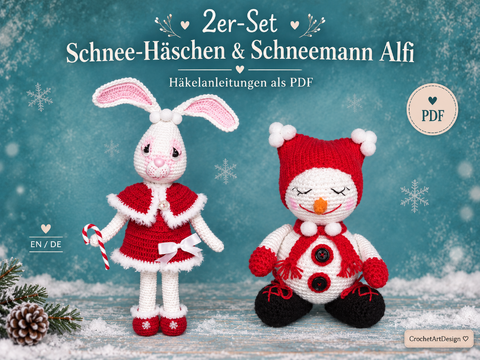 2er-Set Schnee-Häschen & Alfi – Häkel-PDF