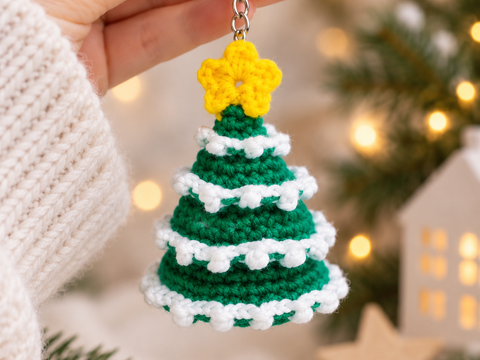 Crochet Mini Christmas Tree Pattern,  Tree Keychain