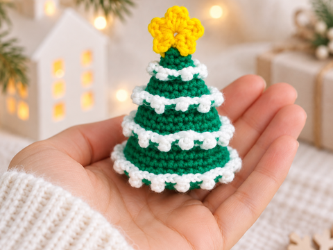 Häkelanleitung Mini Weihnachtsbaum, Schlüsselanhänger, Taschenbaumler