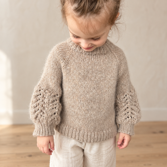 Neva Sweater Strickanleitung Kinder | Raglan Pullover Top Down |Ballonärmel