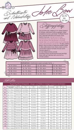 E-Book Schnittmuster JolieBow Kleid Gr.74-164