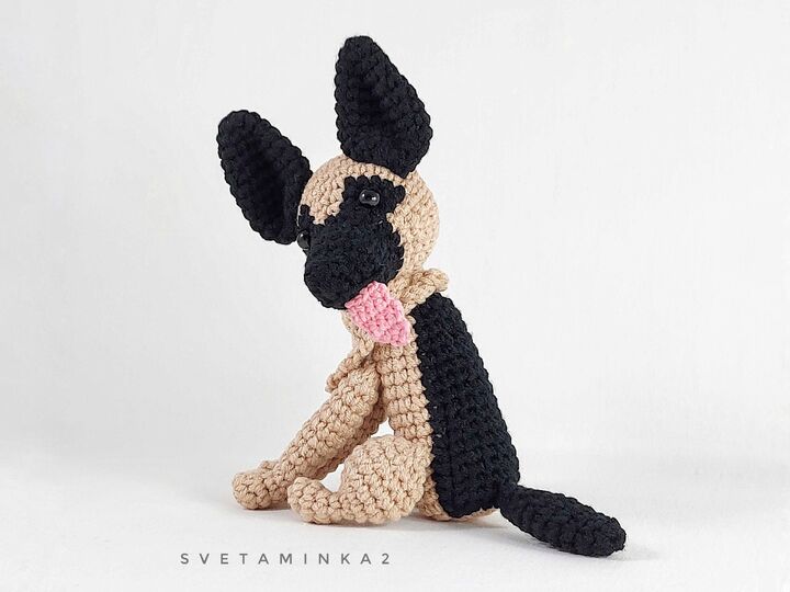 German Shepherd Crochet Pattern PDF - Realistic Amigurumi Dog with Tongue
