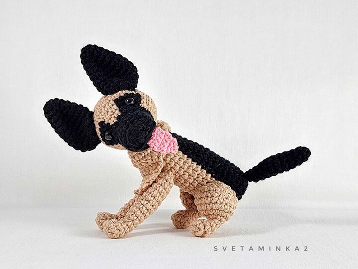German Shepherd Crochet Pattern PDF - Realistic Amigurumi Dog with Tongue