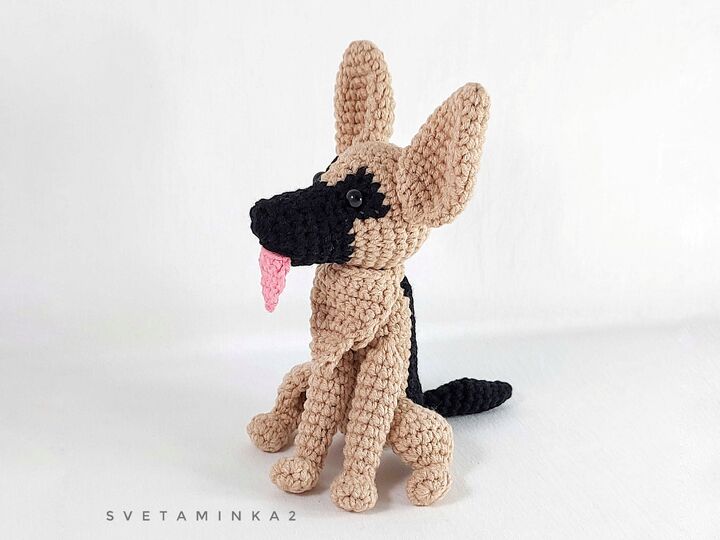 German Shepherd Crochet Pattern PDF - Realistic Amigurumi Dog with Tongue