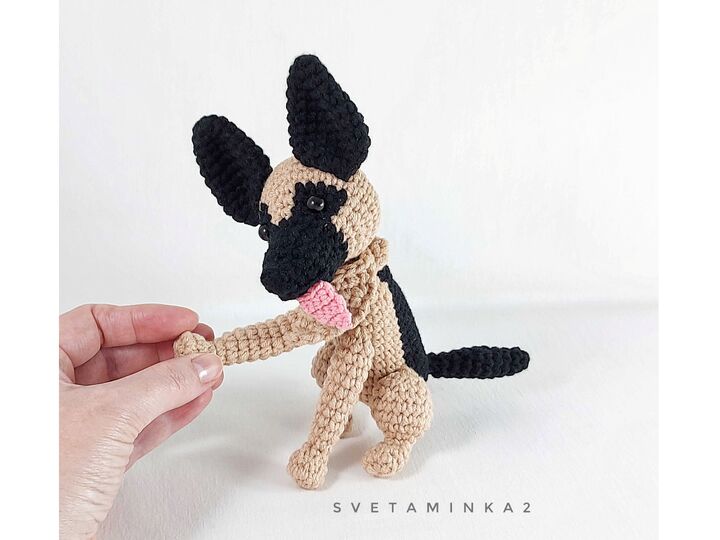 German Shepherd Crochet Pattern PDF - Realistic Amigurumi Dog with Tongue