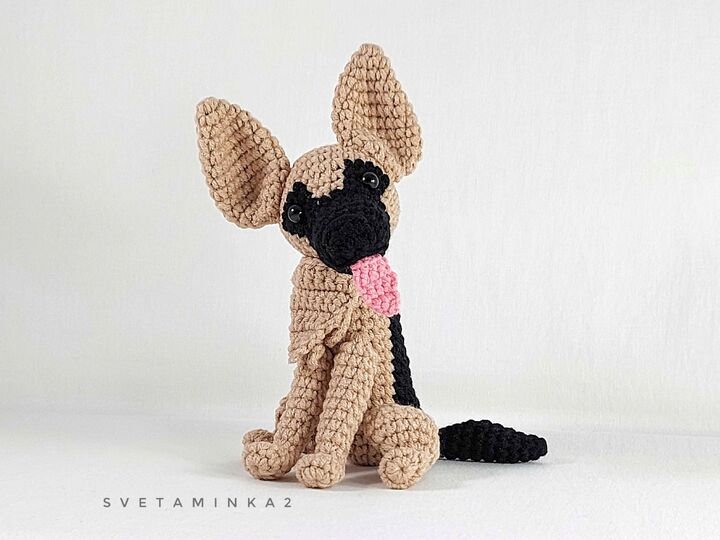 German Shepherd Crochet Pattern PDF - Realistic Amigurumi Dog with Tongue