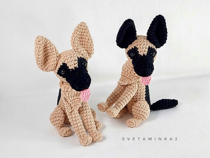 German Shepherd Crochet Pattern PDF - Realistic Amigurumi Dog with Tongue