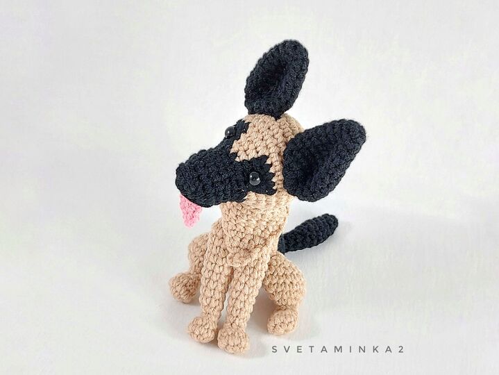 German Shepherd Crochet Pattern PDF - Realistic Amigurumi Dog with Tongue