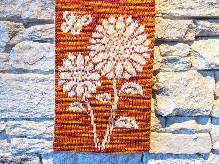 Scarf "Sunflowers" - double knitting pattern