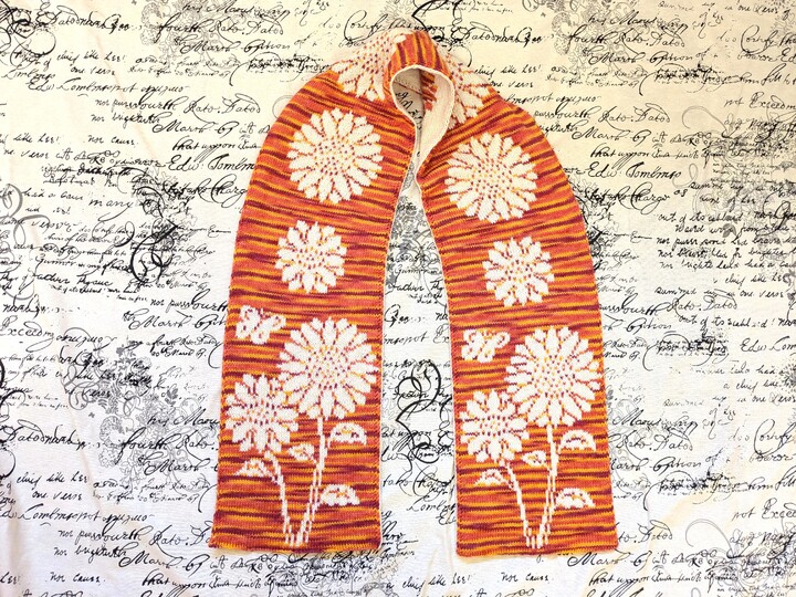 Scarf "Sunflowers" - double knitting pattern