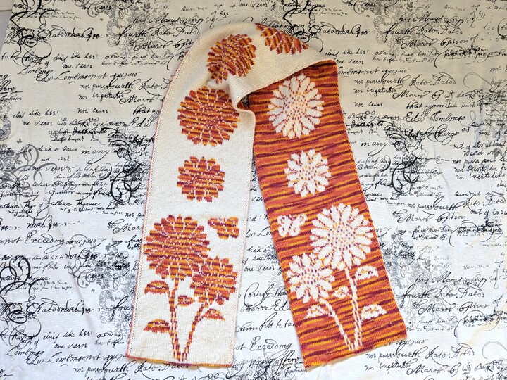 Scarf "Sunflowers" - double knitting pattern