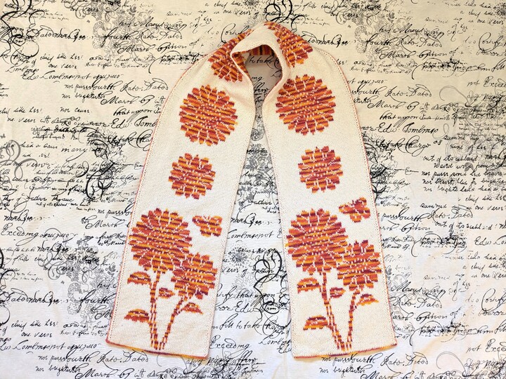 Scarf "Sunflowers" - double knitting pattern