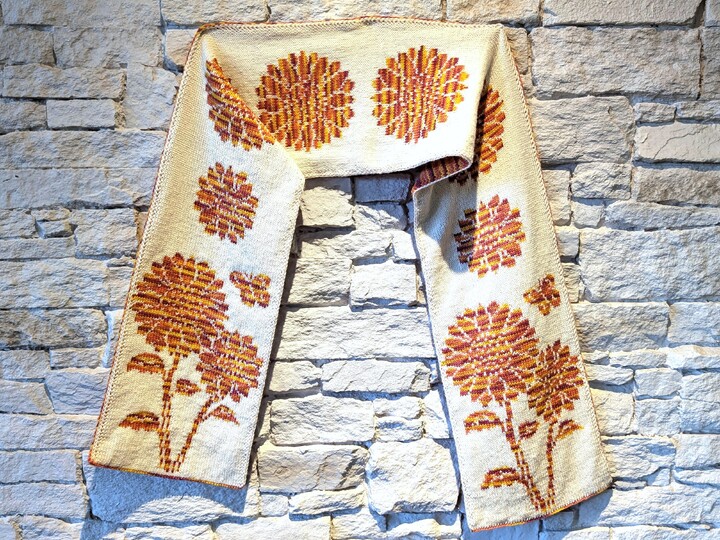 Scarf "Sunflowers" - double knitting pattern