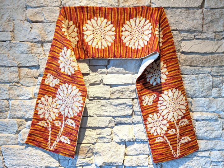 Scarf "Sunflowers" - double knitting pattern