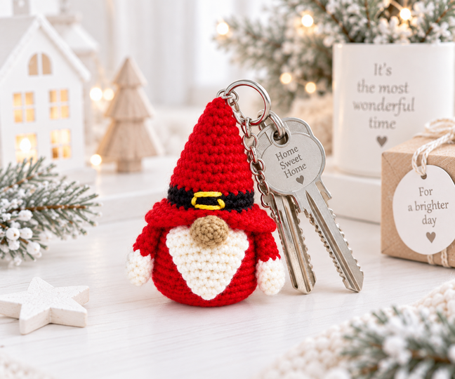 Häkelanleitung Mini Weihnachtsgnom, Christbaumschmuck