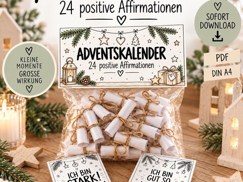 Adventskalender positive Affirmationen | 24 Affirmationskarten