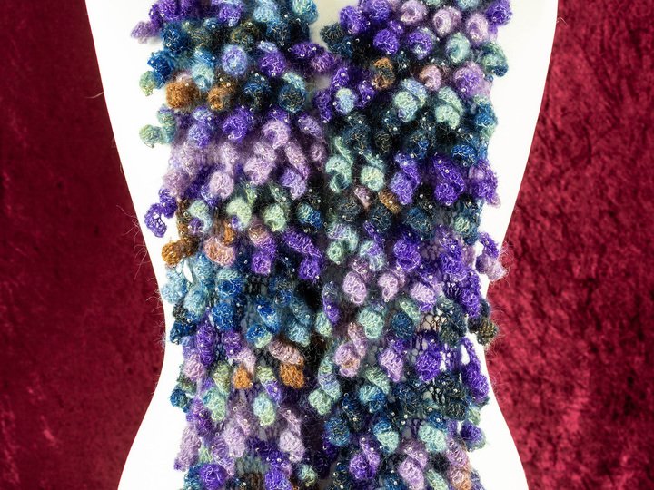 Häkel-Anleitung Locken-Mohairschal mit Perlen „Bling Bling IV“