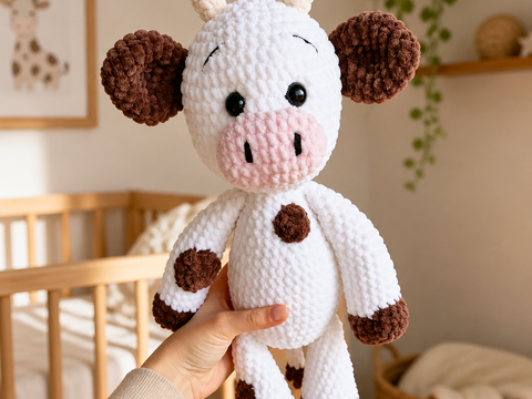 Häkelanleitung Kuh, Amigurumi Kuh häkeln, Kuh häkeln, Kuh Spieluhr häkeln