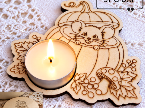 Laser Plott Motiv SET Gravur SVG Maus im Kürbis Herbst