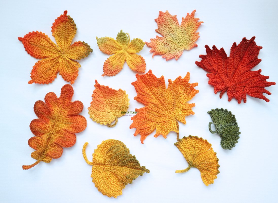 Häkelanleitung Herbstliche Blätter Set- Herbstdekoration