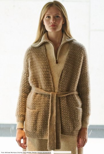 Strukturmuster-Jacke mit Bindegürtel