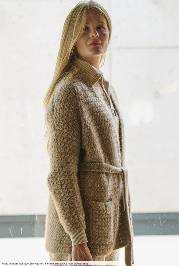 Strukturmuster-Jacke mit Bindegürtel